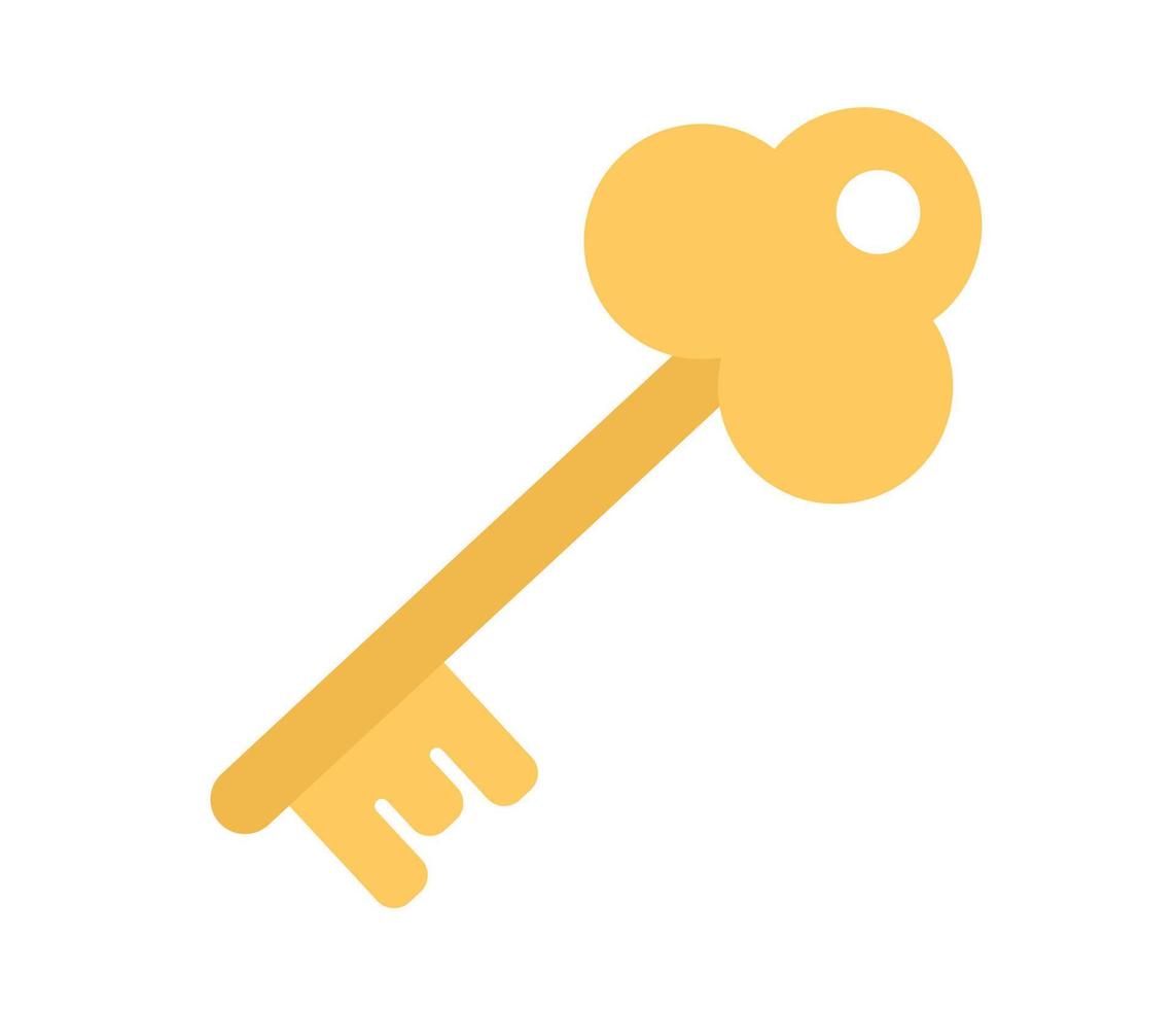 Schlüssel Symbol. golden Schlüssel zum uralt Vorhängeschloss. Vektor eben Illustration