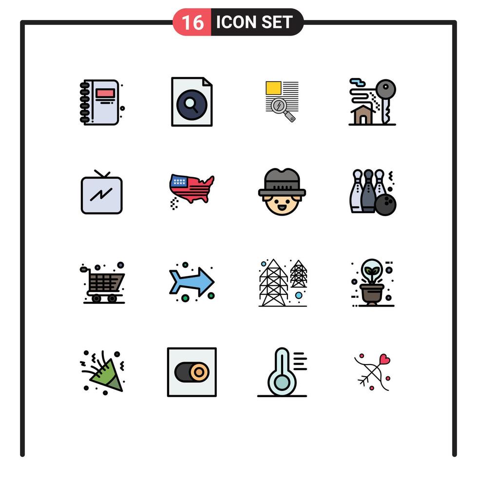 16 thematisch Vektor eben Farbe gefüllt Linien und editierbar Symbole von Aktualisierung Twitter Text echt Nachlass Schlüssel editierbar kreativ Vektor Design Elemente