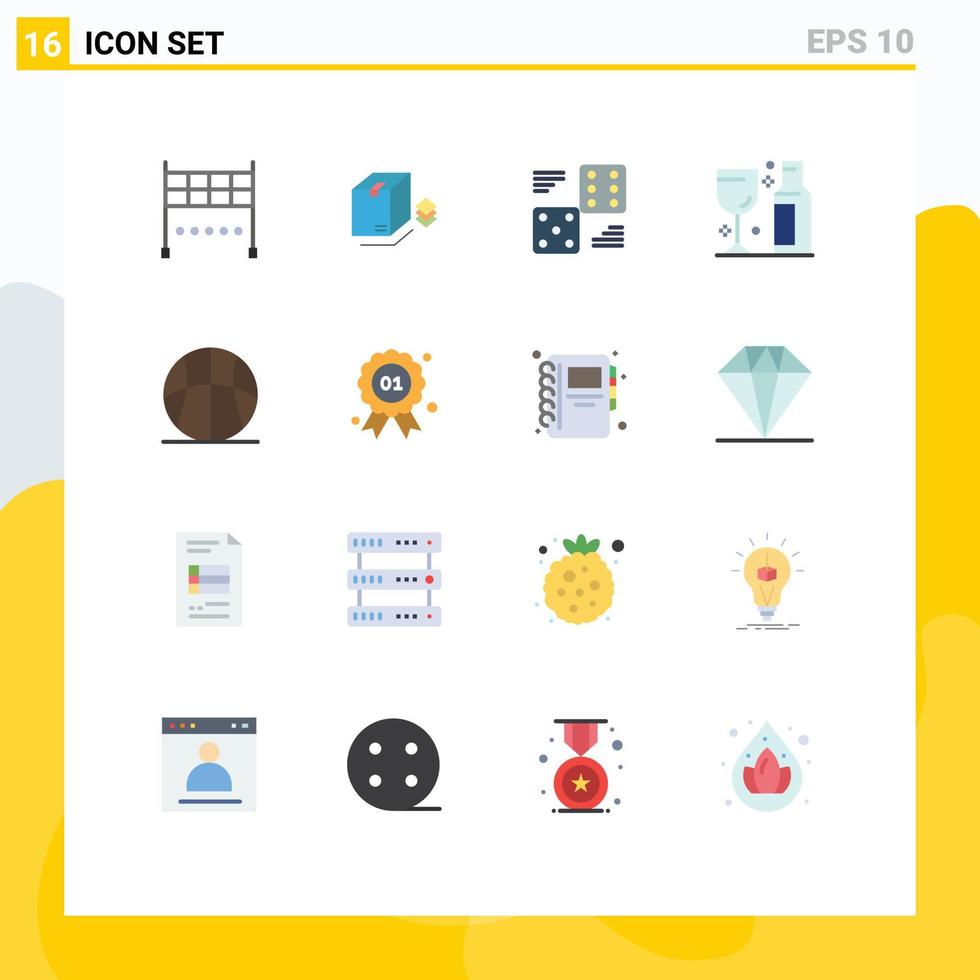 uppsättning av 16 modern ui ikoner symboler tecken för friidrott vin kasino fest alkohol redigerbar packa av kreativ vektor design element
