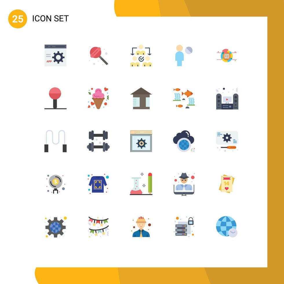 25 Universal- eben Farbe Zeichen Symbole von Bericht Kuchen Zuordnung Profil Benutzer editierbar Vektor Design Elemente