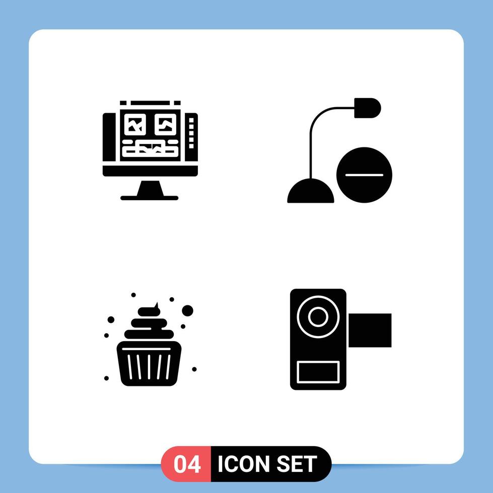 Universal- solide Glyphe Zeichen Symbole von Galerie Baby Bildschirm Gadget Familie editierbar Vektor Design Elemente