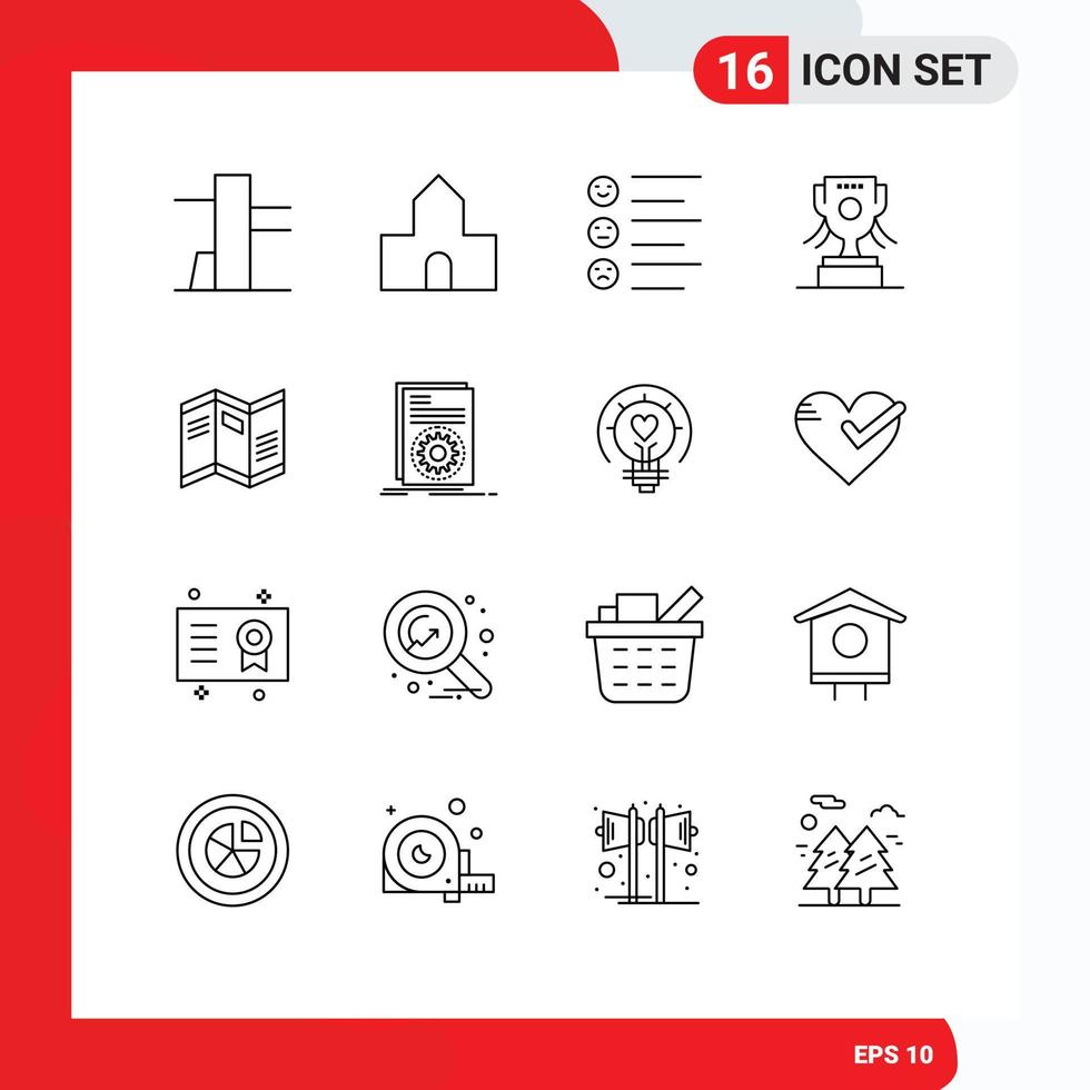 Pack von 16 kreativ Umrisse von ausführbar Papier Emojis Nachrichten Zeitung editierbar Vektor Design Elemente