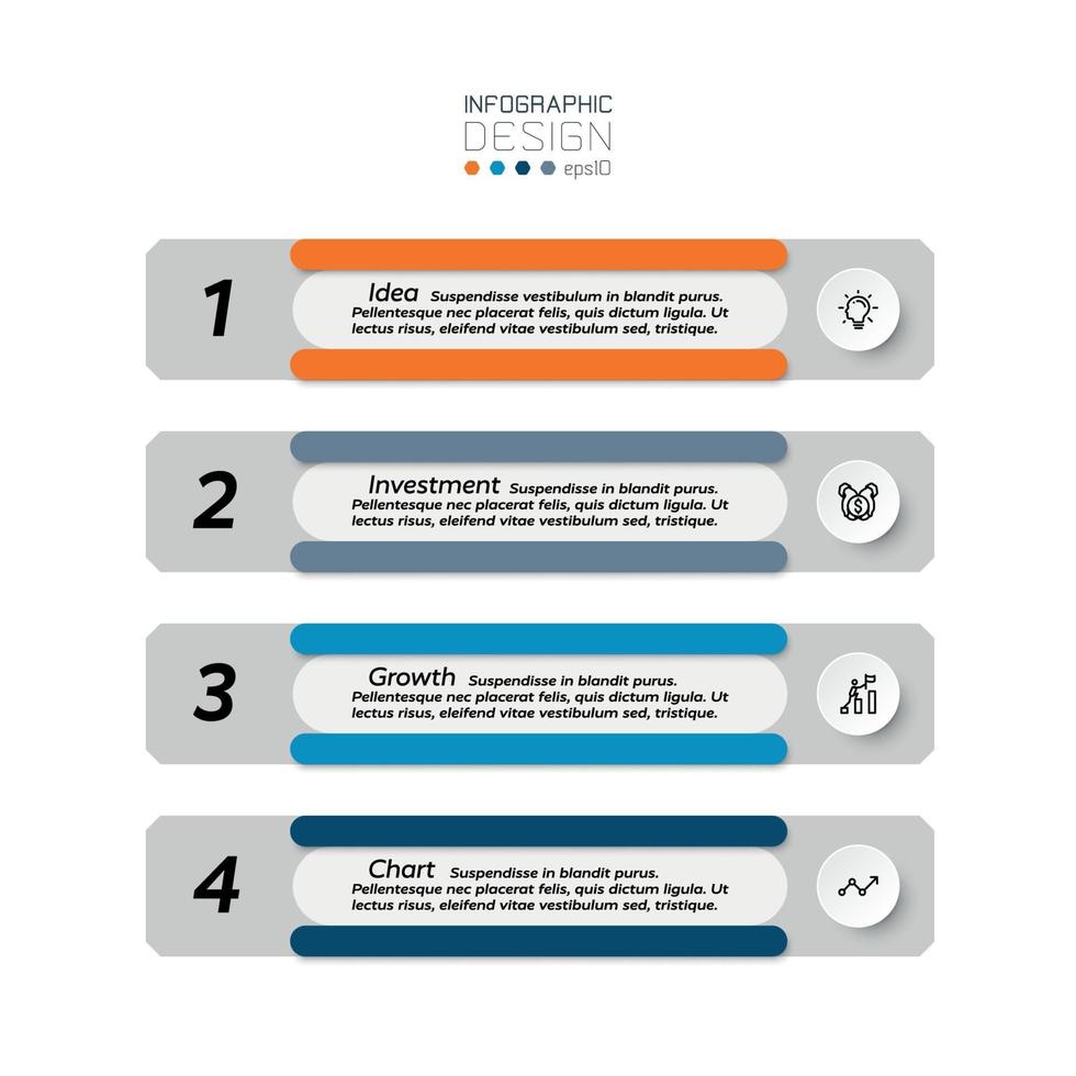 Präsentation des Investitionsprozesskonzepts oder Anzeige des Arbeitsberichts nach Vektor. Infografik Design. vektor