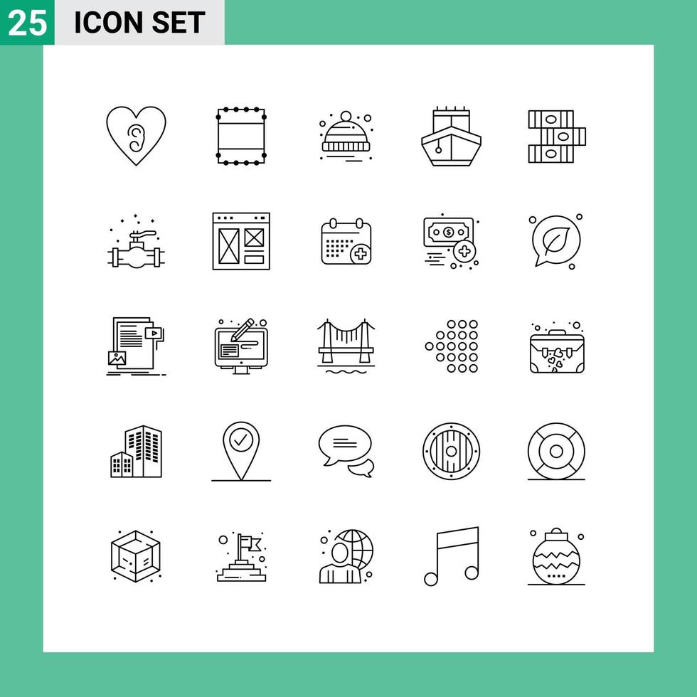 uppsättning av 25 modern ui ikoner symboler tecken för rörmokare bibliotek försäljning utbildning fordon redigerbar vektor design element