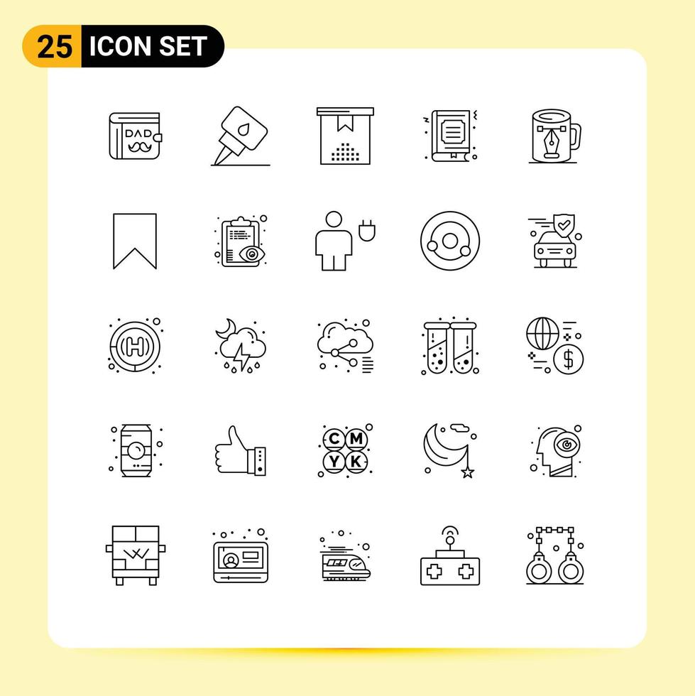 modern uppsättning av 25 rader pictograph av kopp tycka om händelse favorit bokmärke redigerbar vektor design element