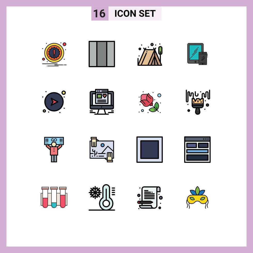 piktogram uppsättning av 16 enkel platt Färg fylld rader av dator nätverk smartphone riktning telefon redigerbar kreativ vektor design element