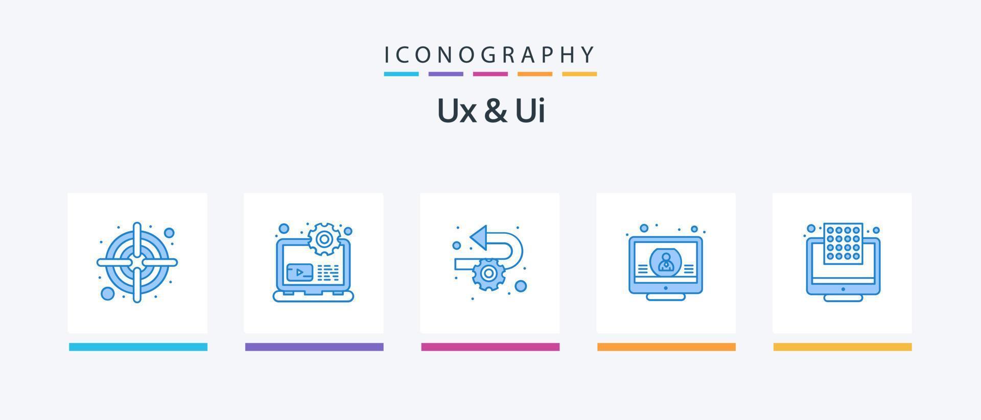 ux und ui Blau 5 Symbol Pack einschließlich dpi. Tick. agil. Bildschirm. überprüfen. kreativ Symbole Design vektor