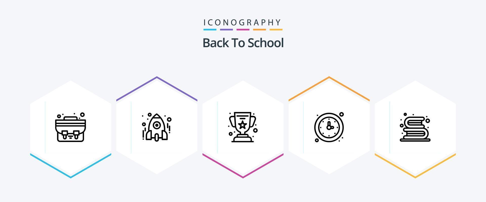 zurück zu Schule 25 Linie Symbol Pack einschließlich zurück zu Schule. Timer. Leistung. Zeit. Uhr vektor