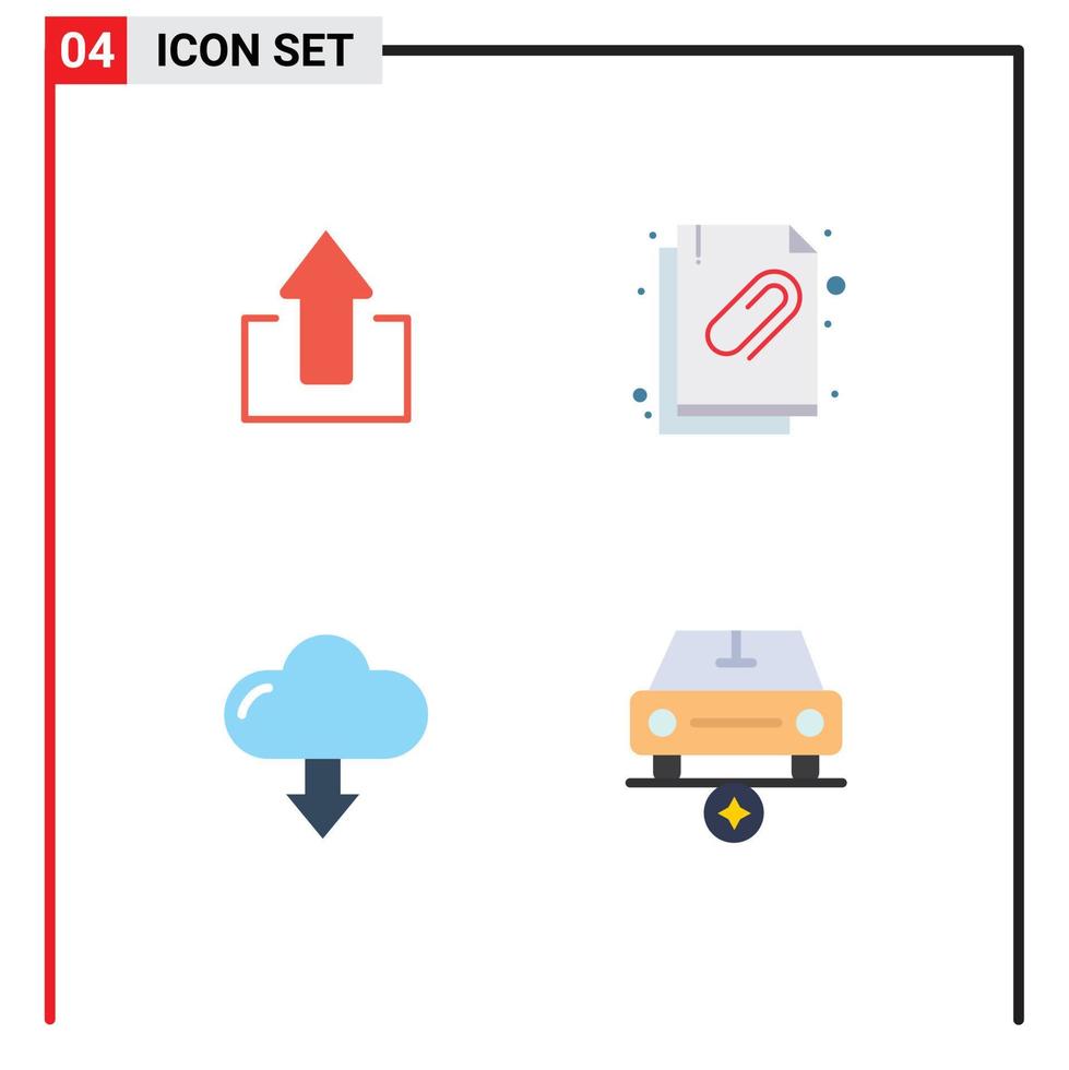 4 användare gränssnitt platt ikon packa av modern tecken och symboler av pil pil ladda upp dokumentera ladda ner redigerbar vektor design element