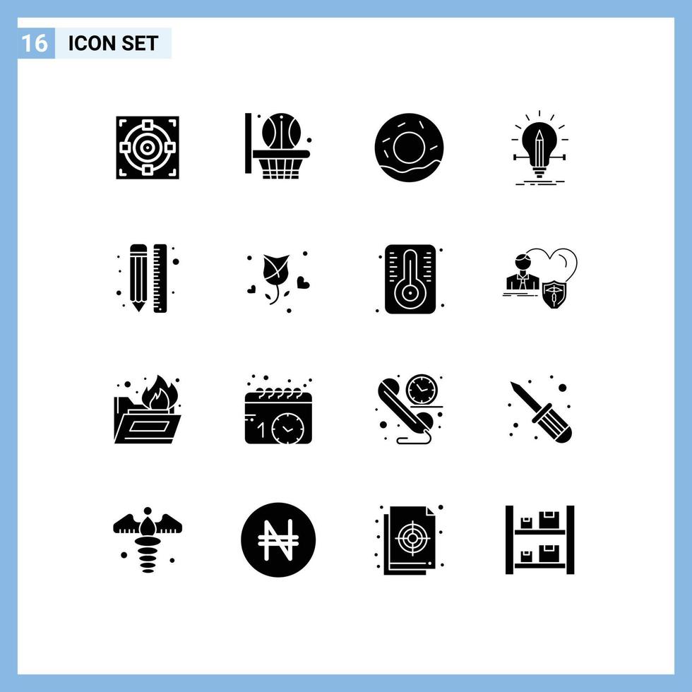 uppsättning av 16 modern ui ikoner symboler tecken för linje kreativ munkar penna lösning redigerbar vektor design element