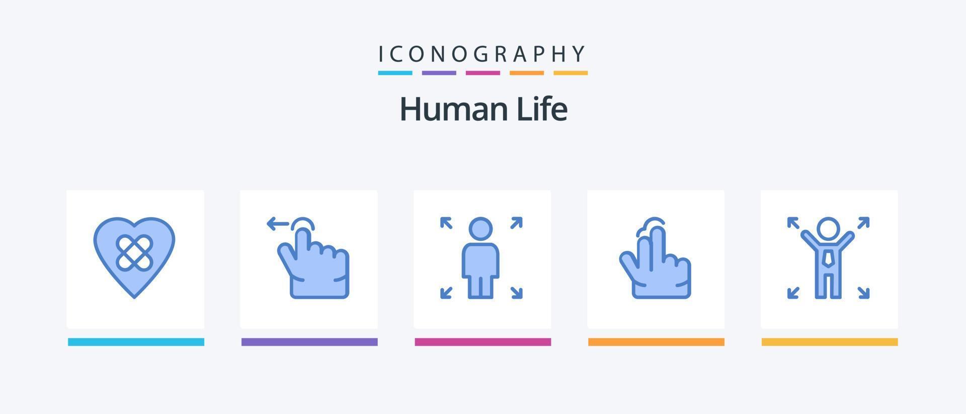 mänsklig blå 5 ikon packa Inklusive . möjlighet. person. man. Rör. kreativ ikoner design vektor