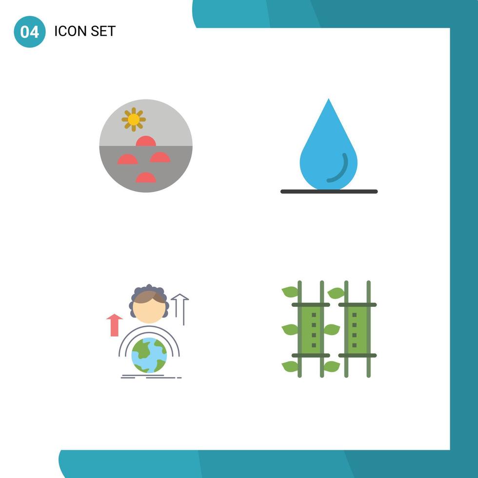 4 tematiska vektor platt ikoner och redigerbar symboler av dermatologi kvinna hud vård vatten uppkopplad redigerbar vektor design element