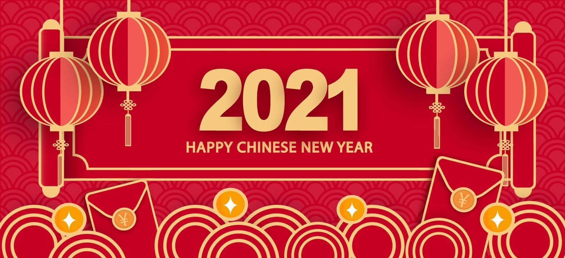 kinesiskt nyår 2021 år av oxbannern vektor
