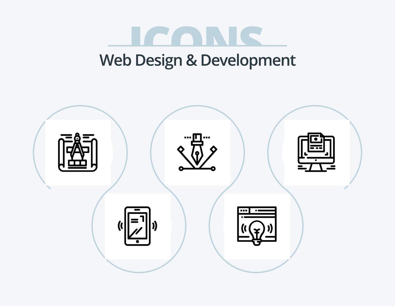 webb design och utveckling linje ikon packa 5 ikon design. webb. internet. design. webbläsare. teknik design vektor