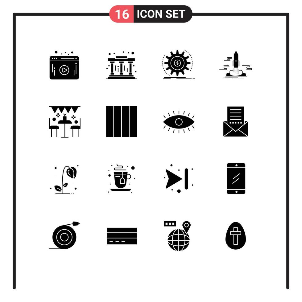 einstellen von 16 modern ui Symbole Symbole Zeichen zum Dekoration Raum Einkommen Shuttle veröffentlichen editierbar Vektor Design Elemente