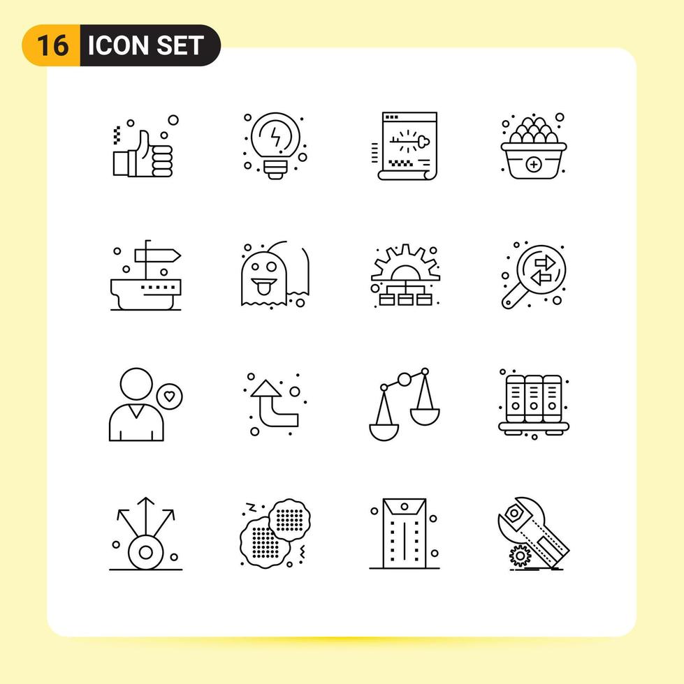 16 kreativ ikoner modern tecken och symboler av tack Lägg till nyckel ägg Lösenord redigerbar vektor design element