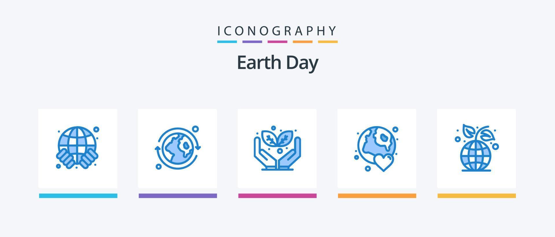 Erde Tag Blau 5 Symbol Pack einschließlich Umfeld. Erde Tag. schützen. Tag. Welt. kreativ Symbole Design vektor