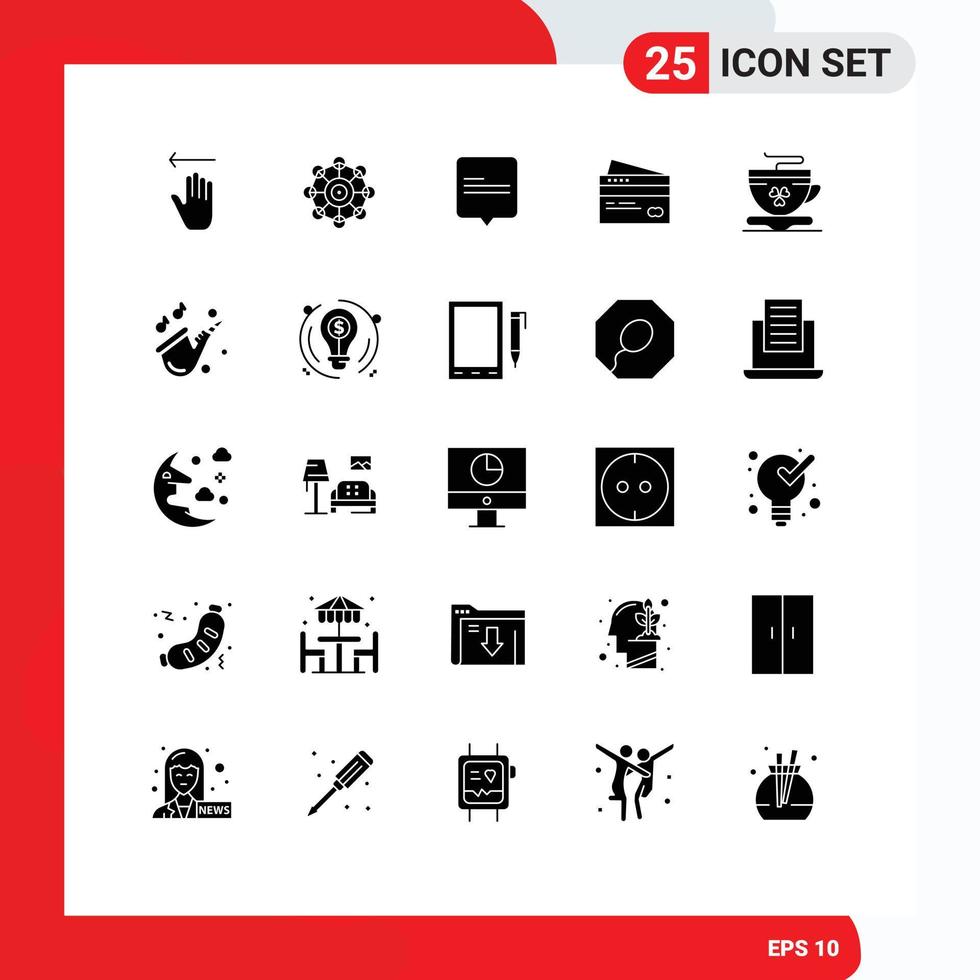 Pack von 25 modern solide Glyphen Zeichen und Symbole zum Netz drucken Medien eine solche wie Geld Anerkennung Plaudern Karten Bankwesen editierbar Vektor Design Elemente