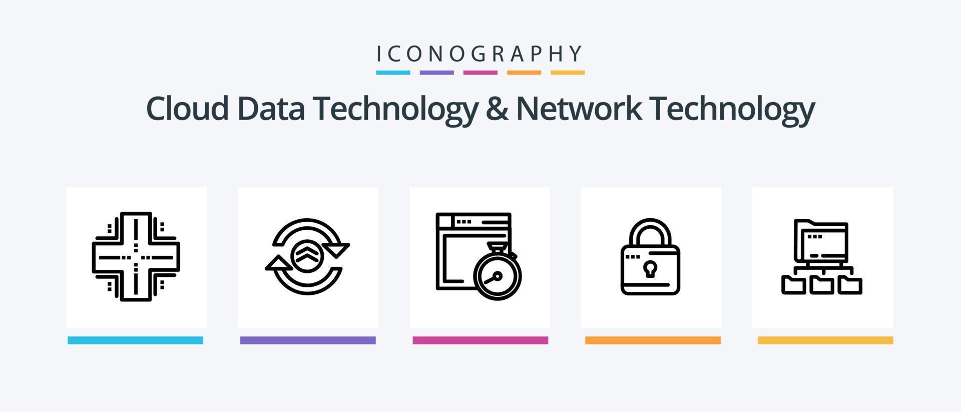 Wolke Daten Technologie und Netzwerk Technologie Linie 5 Symbol Pack einschließlich Rechnen. Bildschirm. Internet . Finger Tuch. Finger. kreativ Symbole Design vektor