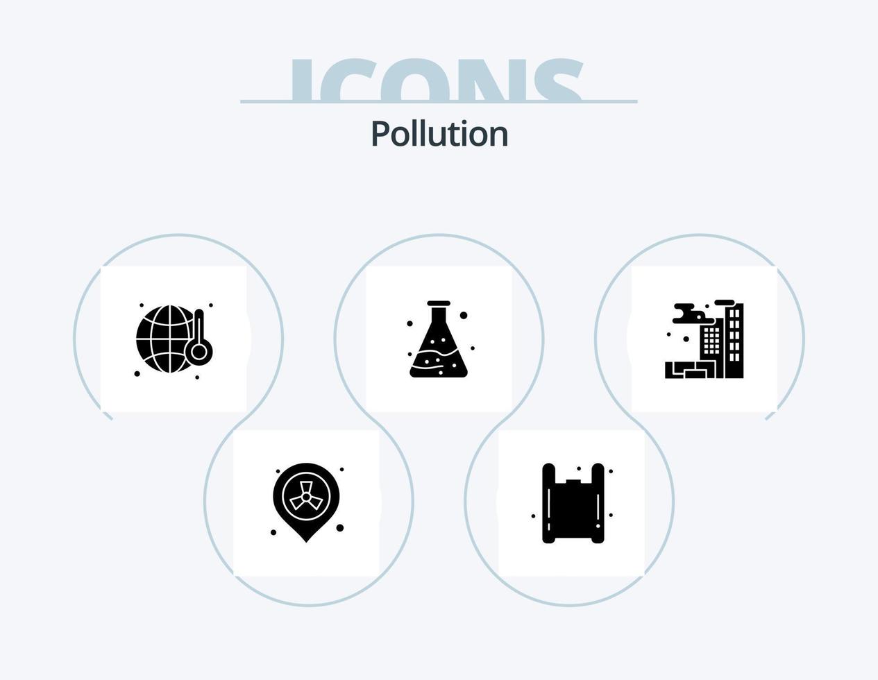 förorening glyf ikon packa 5 ikon design. förorening. stad. gas. avfall. förorening vektor