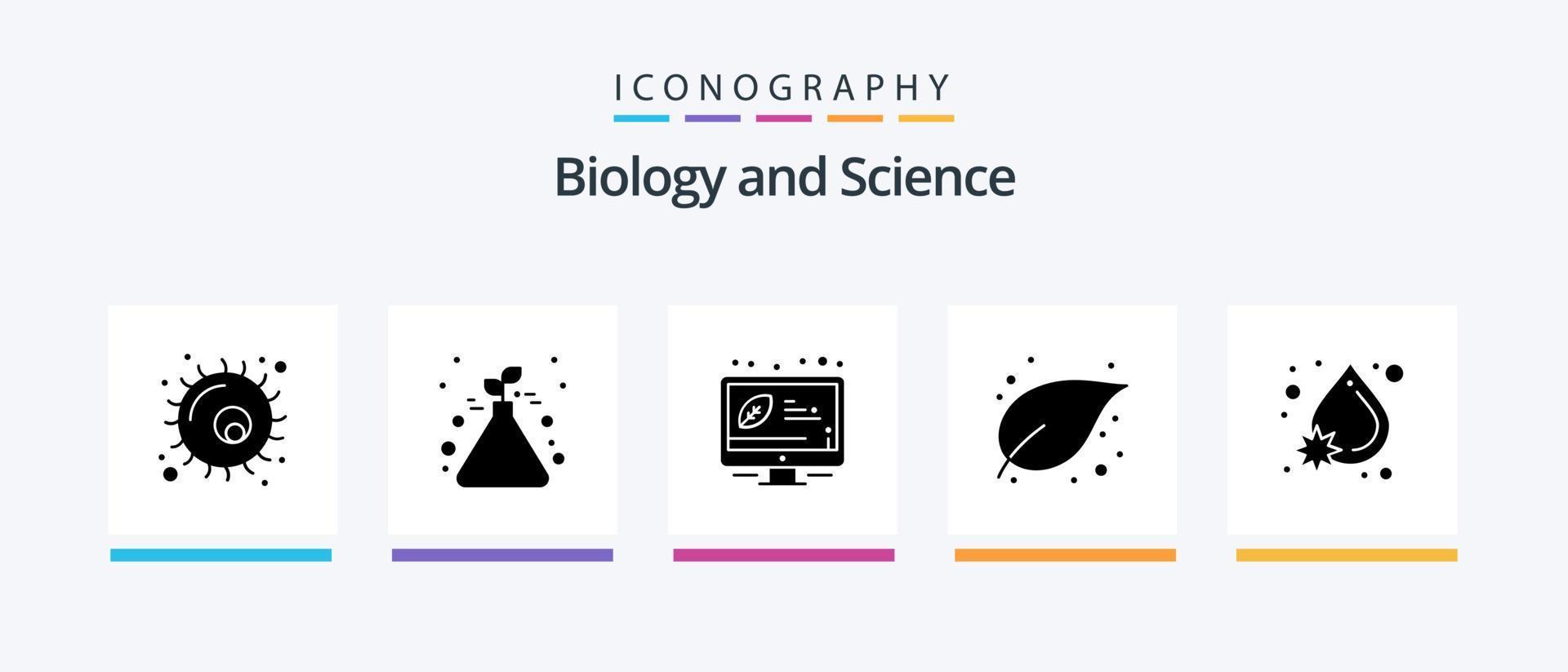 Biologie Glyphe 5 Symbol Pack einschließlich Blut. Pflanze. Schreibtisch. Wachstum. Blatt. kreativ Symbole Design vektor