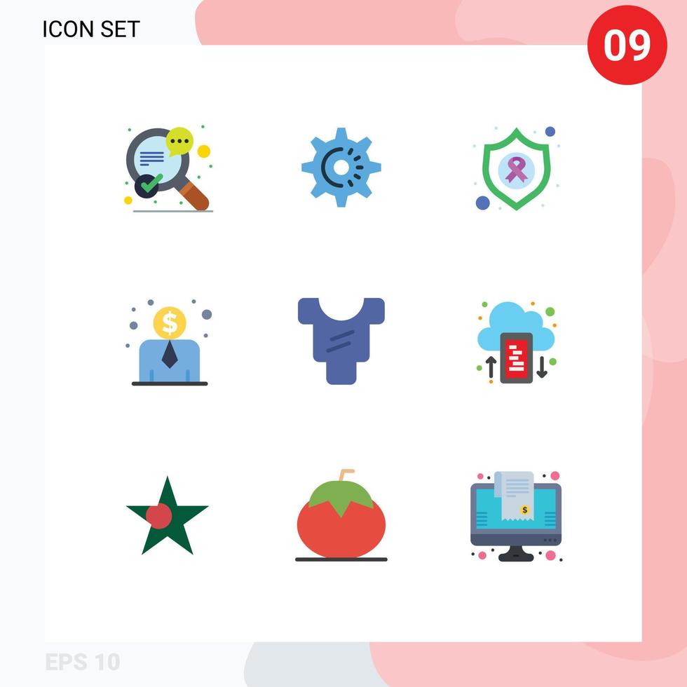 9 tematiska vektor platt färger och redigerbar symboler av moln kropp pil bebis anställd kosta redigerbar vektor design element