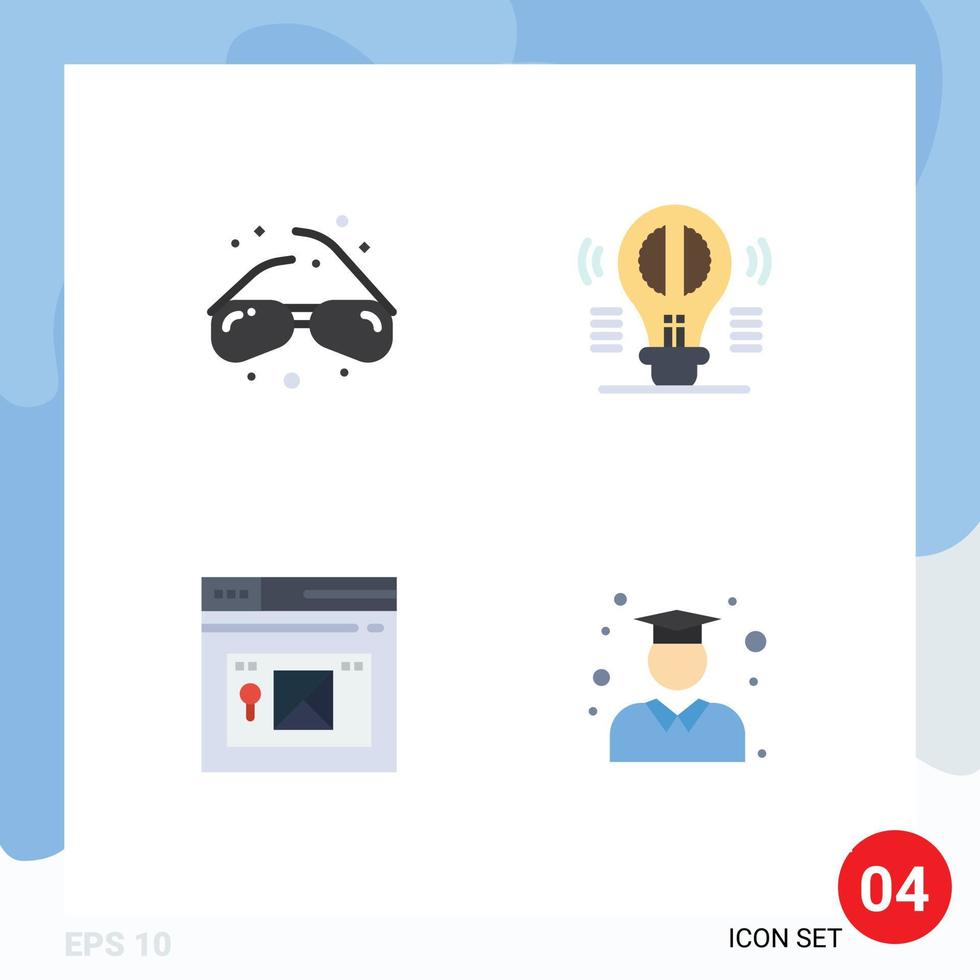 4 tematiska vektor platt ikoner och redigerbar symboler av glasögon internet nörd kreativ tänkande webb redigerbar vektor design element