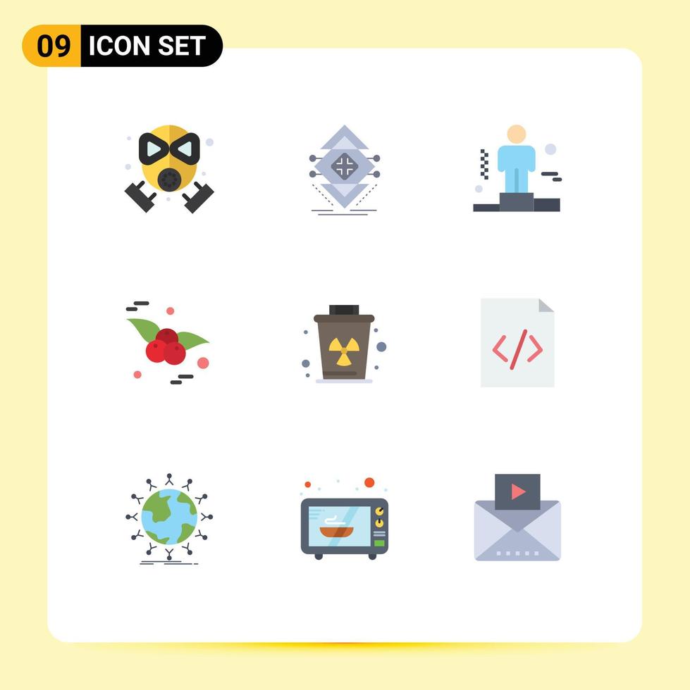 uppsättning av 9 modern ui ikoner symboler tecken för sopor frukt strukturera mat förklaring redigerbar vektor design element