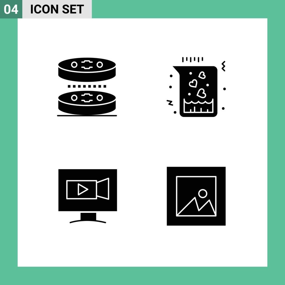 4 kreativ Symbole modern Zeichen und Symbole von Bakterien Bildschirm Wissenschaft Herz Kamera editierbar Vektor Design Elemente