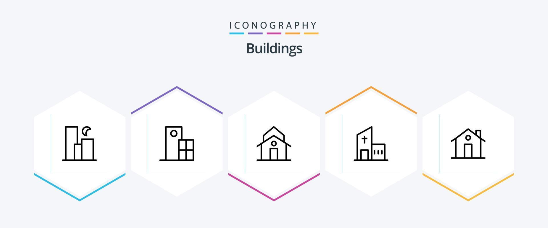 Gebäude 25 Linie Symbol Pack einschließlich Kirche. Gebäude. modern. Turm. Haus vektor
