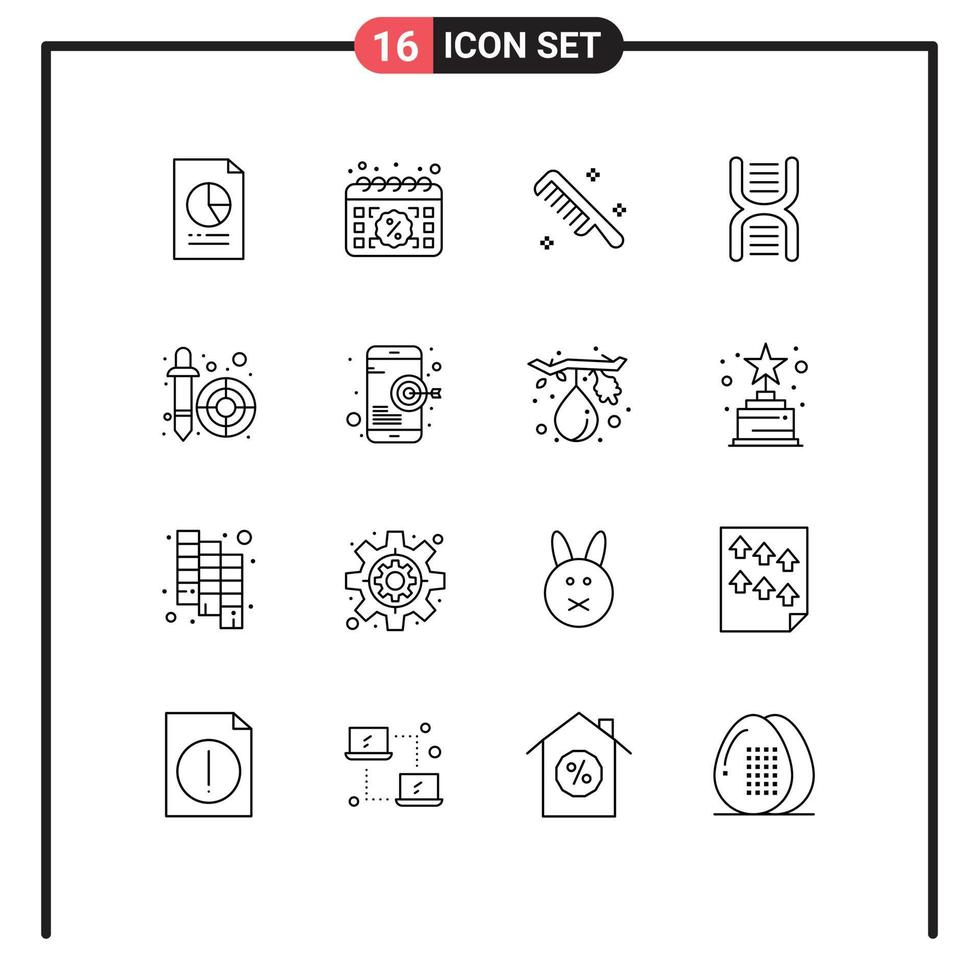 stock vektor ikon packa av 16 linje tecken och symboler för fysik dna dag biologi kosmetisk redigerbar vektor design element