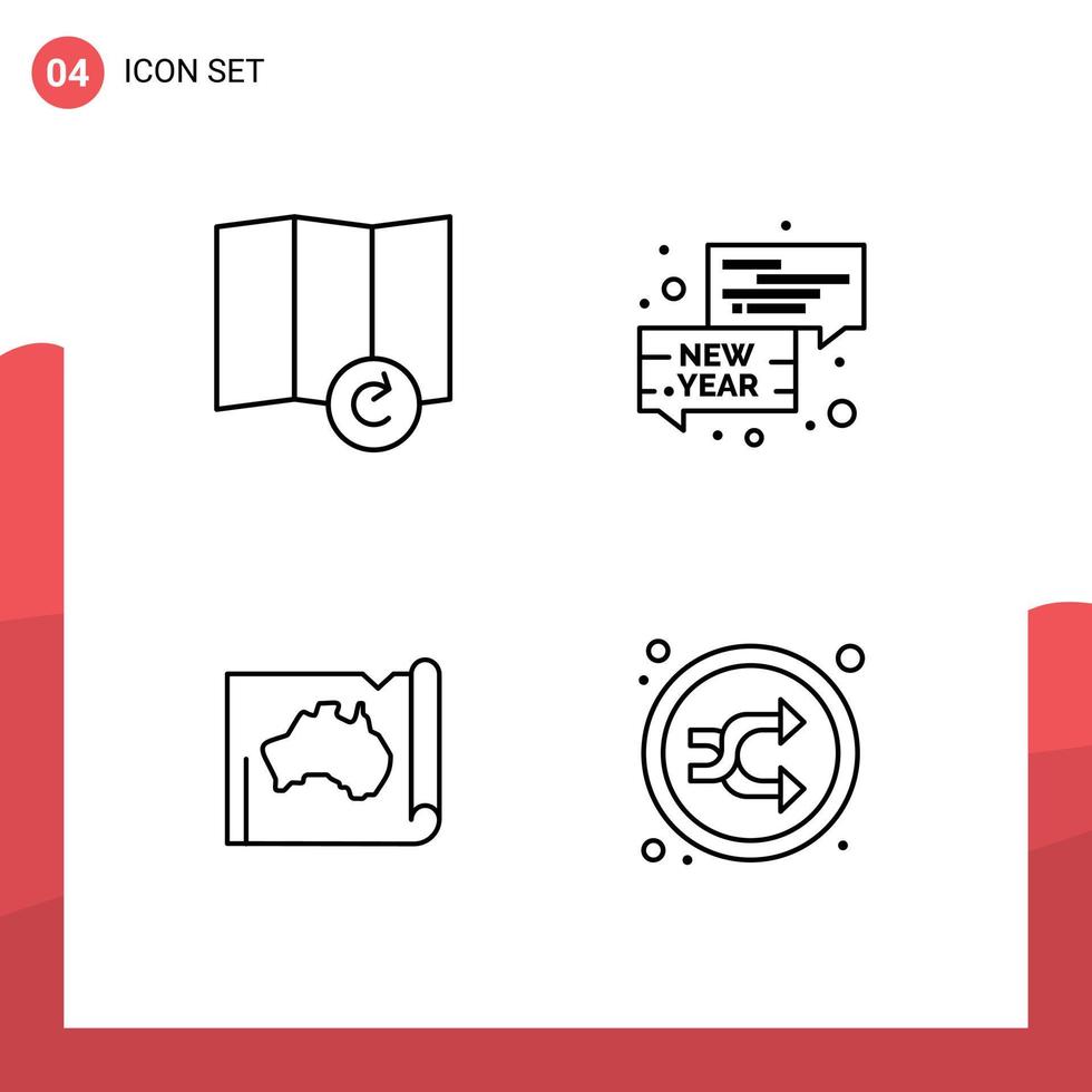 modern uppsättning av 4 fylld linje platt färger och symboler sådan som Karta plats chatt Australien resa redigerbar vektor design element