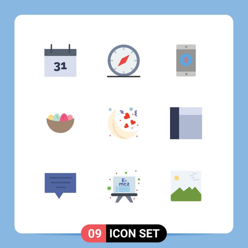 9 tematiska vektor platt färger och redigerbar symboler av måne ägg Ansökan påsk skål redigerbar vektor design element