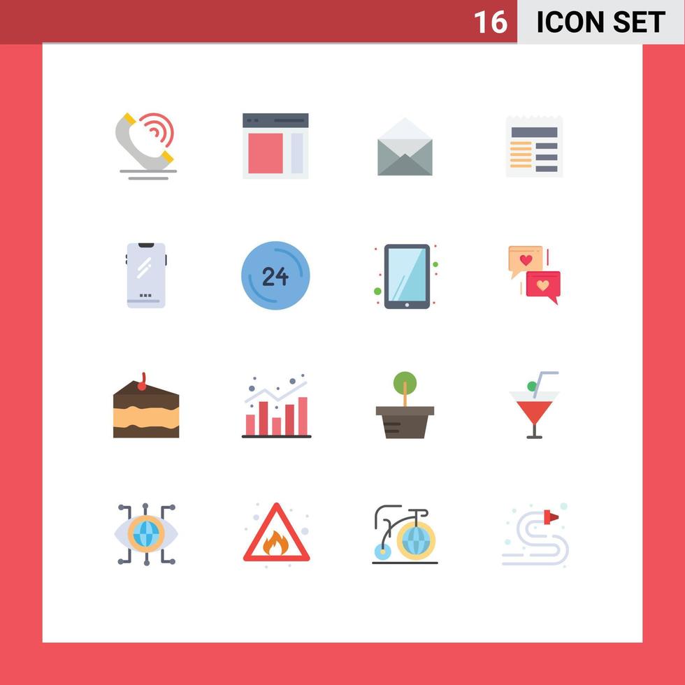 piktogram uppsättning av 16 enkel platt färger av telefon grundläggande användare text öppen redigerbar packa av kreativ vektor design element