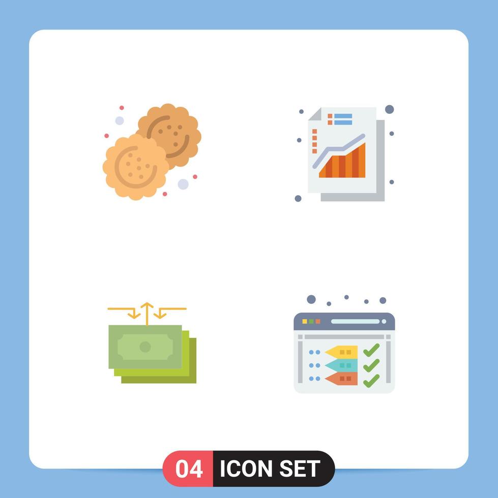 4 universell platt ikon tecken symboler av bakning strömma fräs inkomst kontanter redigerbar vektor design element