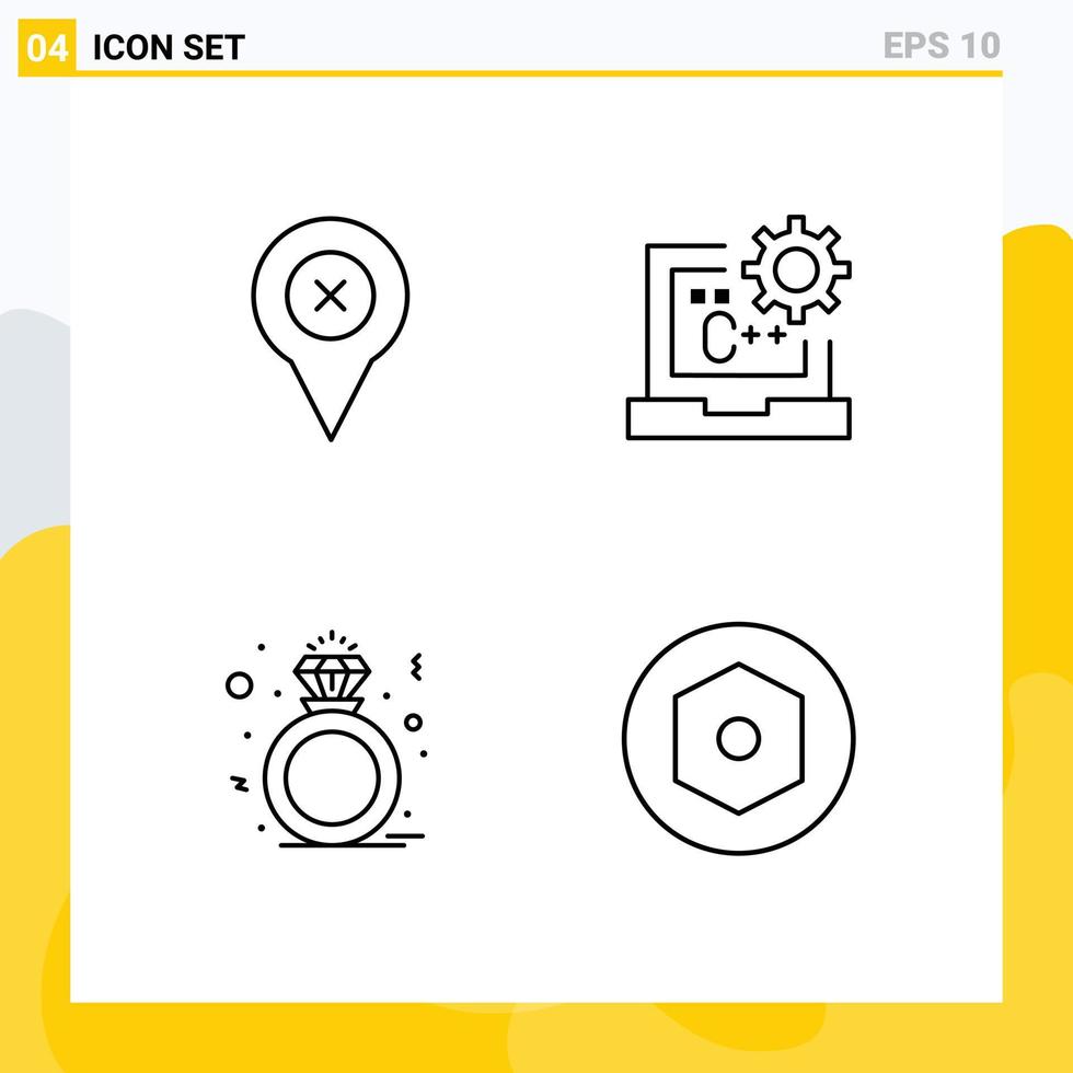 modern uppsättning av 4 fylld linje platt färger pictograph av Lägg till diamant Karta kodning ringa redigerbar vektor design element