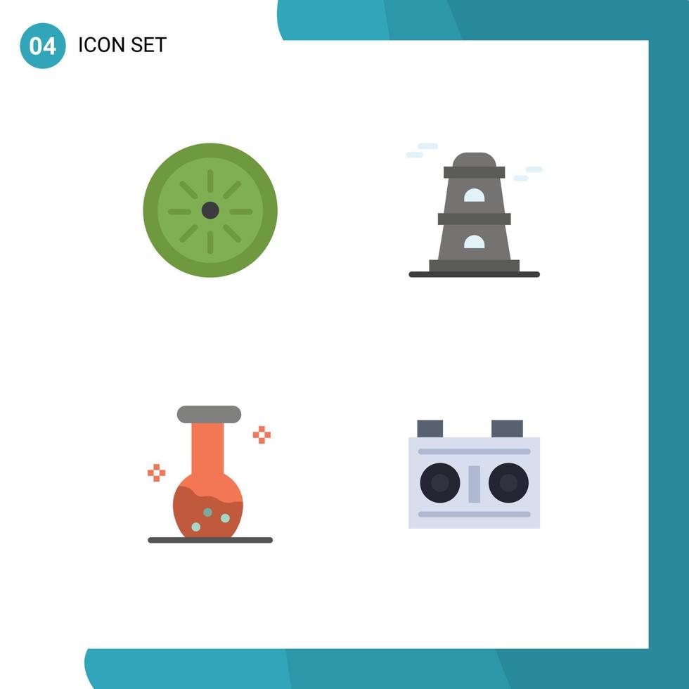 4 platt ikon begrepp för webbplatser mobil och appar mat kemi observatorium analys media redigerbar vektor design element