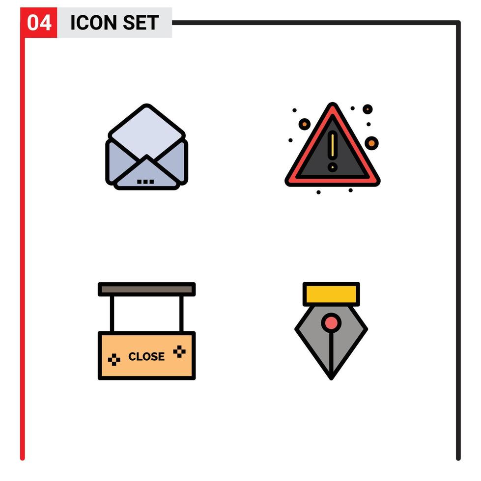 4 kreativ Symbole modern Zeichen und Symbole von Botschaft schließen warnen Zeichen Editor editierbar Vektor Design Elemente