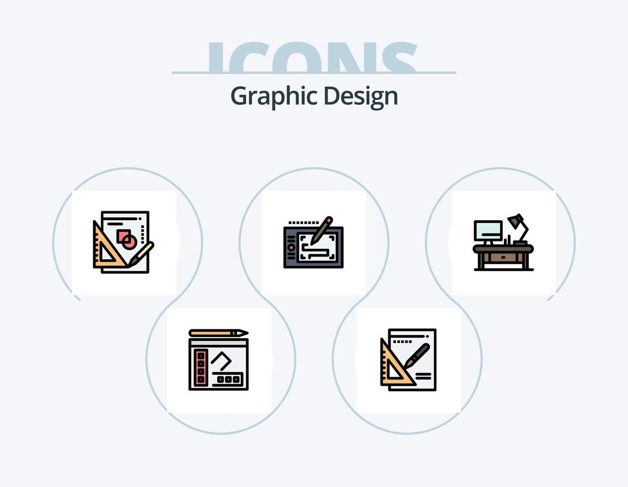 Grafik Design Linie gefüllt Symbol Pack 5 Symbol Design. Ordner. dokumentieren Mappe . Computer. dokumentieren . Anmerkungen vektor