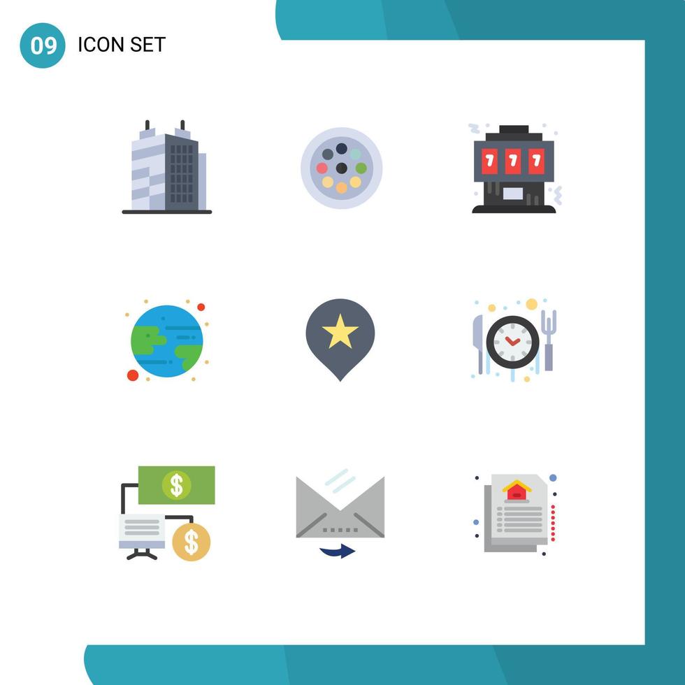 Handy, Mobiltelefon Schnittstelle eben Farbe einstellen von 9 Piktogramme von Navigation Ort Spielen Mond Finsternis editierbar Vektor Design Elemente