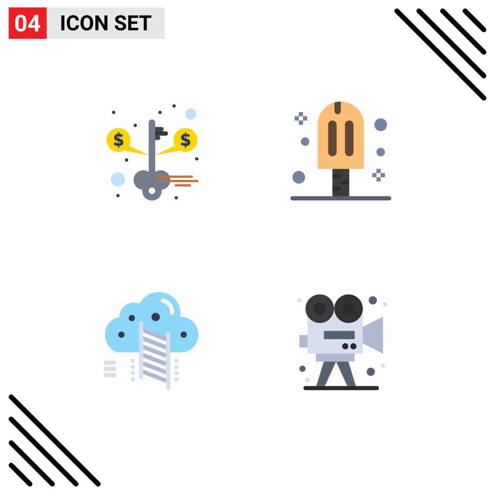 modern uppsättning av 4 platt ikoner och symboler sådan som nyckel moln Framgång is data redigerbar vektor design element