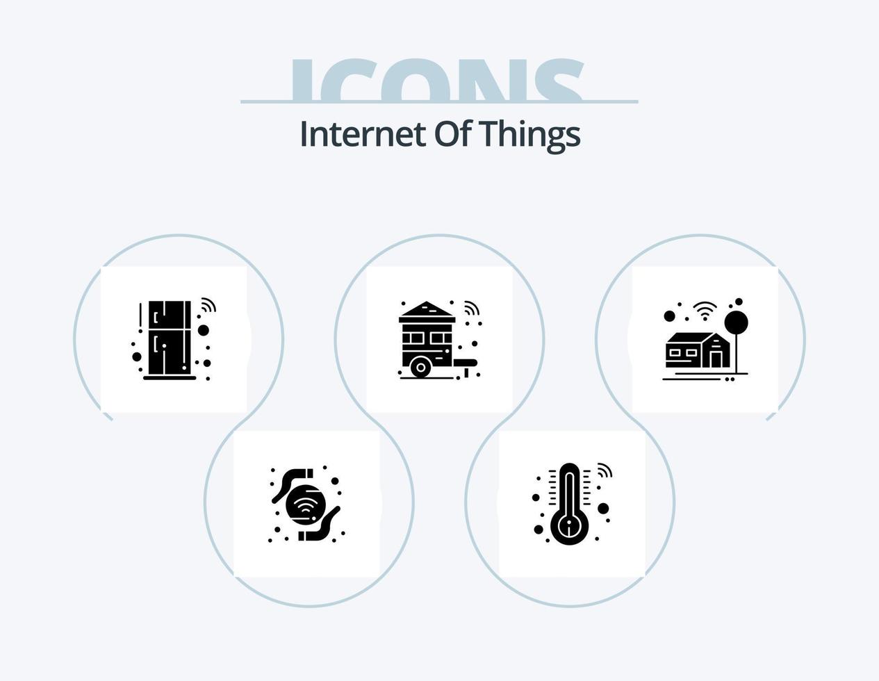 internet av saker glyf ikon packa 5 ikon design. wifi. Hem. avlägsen. bil. växla vektor