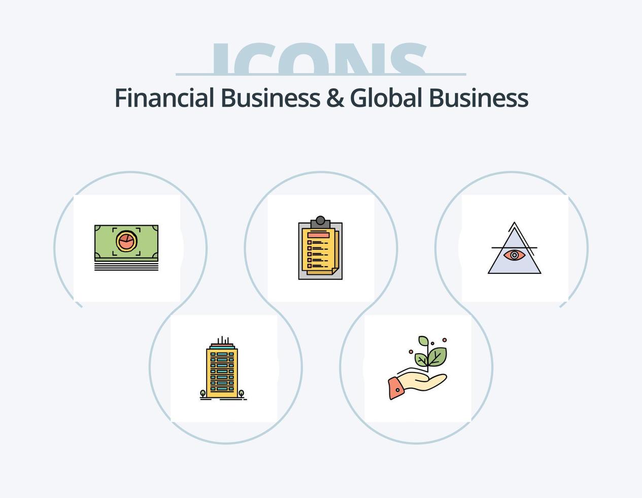 finansiell företag och global företag linje fylld ikon packa 5 ikon design. sand. timer. balans. tid. dela med sig vektor