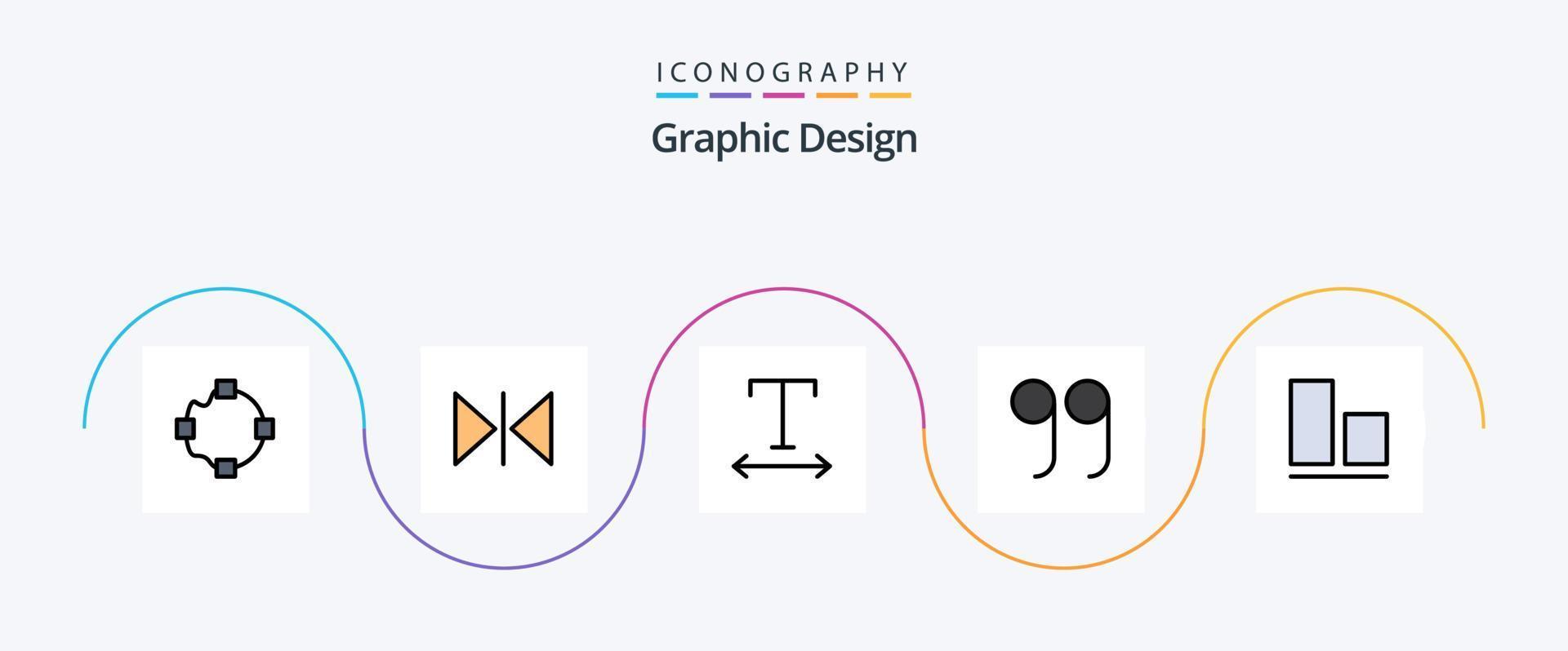 design linje fylld platt 5 ikon packa Inklusive . stänga. vertikal vektor