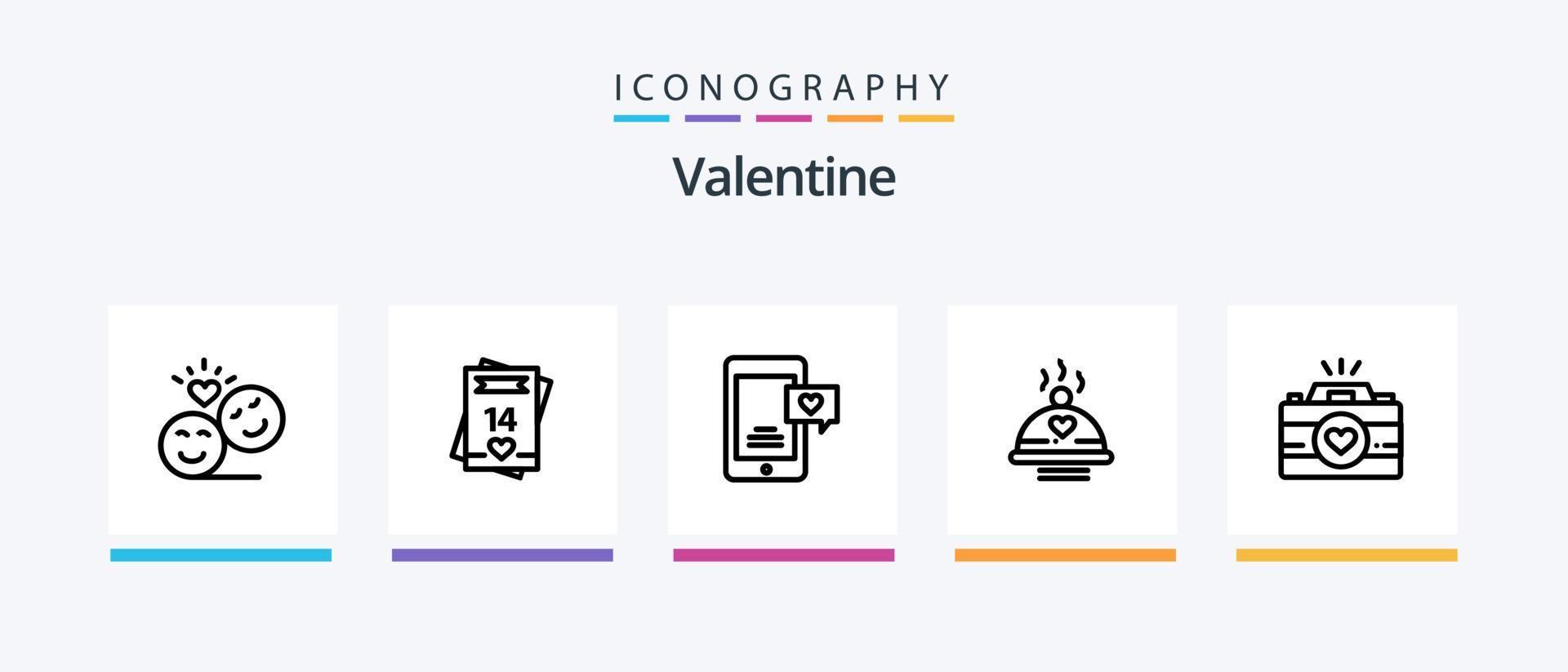 Valentinstag Linie 5 Symbol Pack einschließlich SMS. Plaudern Blase. romantisch. Mädchen. Paar. kreativ Symbole Design vektor