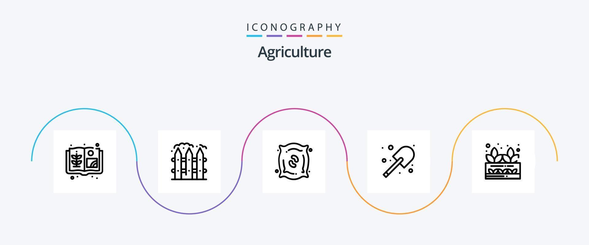 Landwirtschaft Linie 5 Symbol Pack einschließlich Natur. Landwirtschaft. Dünger. Spaten. Landwirtschaft vektor