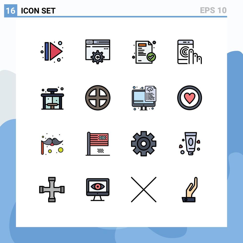 platt Färg fylld linje packa av 16 universell symboler av liv Stöd medicinsk smartphone Kontakt redigerbar kreativ vektor design element