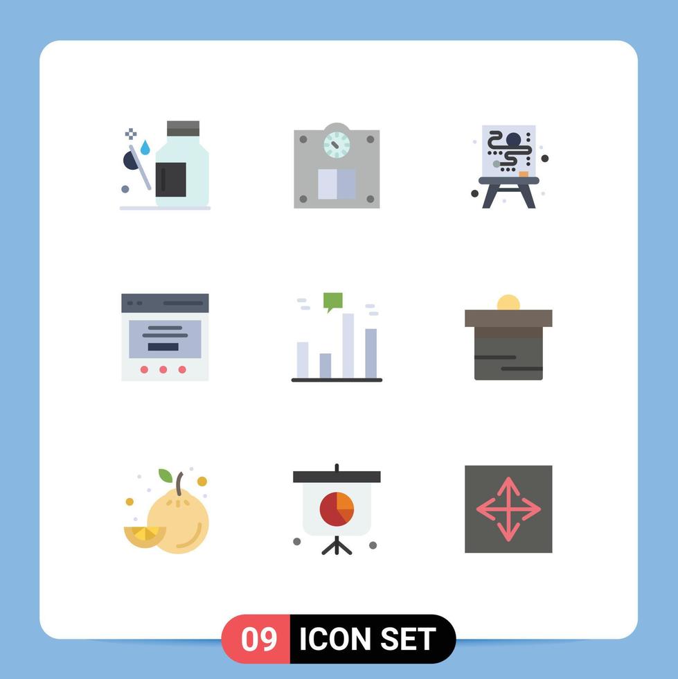 grupp av 9 platt färger tecken och symboler för Graf företag duk användare gränssnitt redigerbar vektor design element