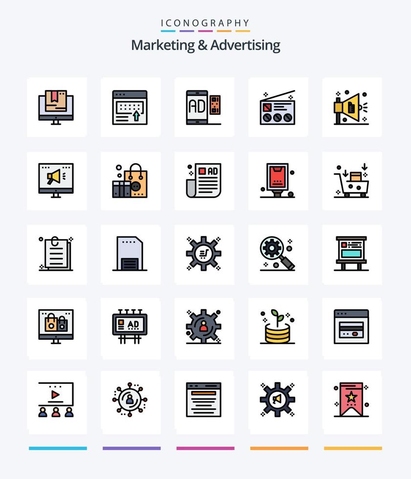 kreativ Marketing und Werbung 25 Linie gefüllt Symbol Pack eine solche wie Marketing. Werbung. Marketing. Handy, Mobiltelefon. Marketing vektor