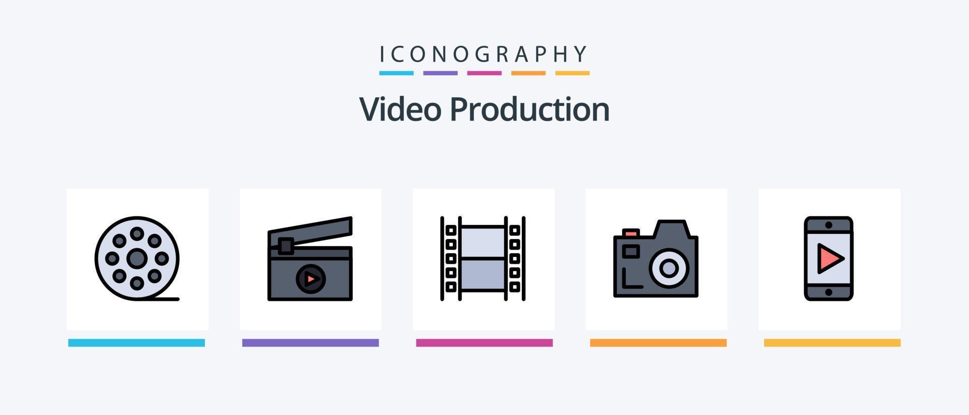 Video Produktion Linie gefüllt 5 Symbol Pack einschließlich Foto . Kamera . Film. kreativ Symbole Design vektor